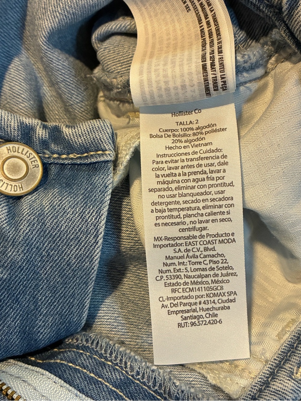 NWOT Hollister Light Blue Ultra Low Rise Baggy Wide-Leg Women’s Jeans Size 2R - Picture 4 of 4